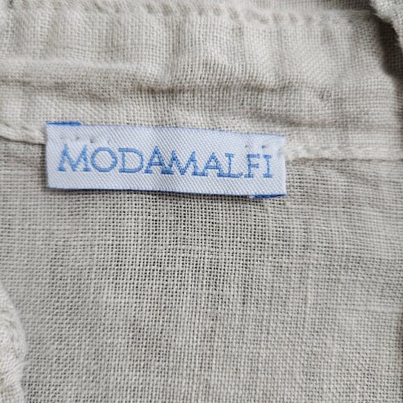 Modamalfi Top 100% Linen Made in Italy Natural Cropped Art 3521 Medium Womens - Picture 6 of 11